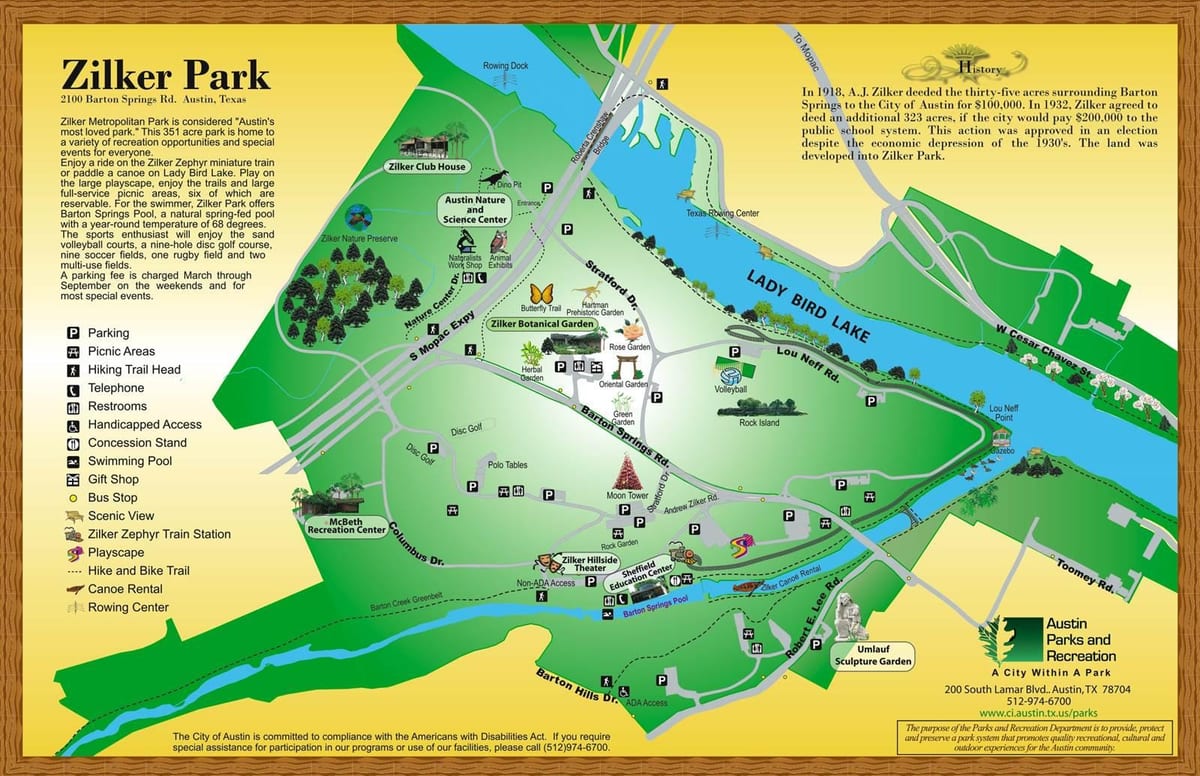 মানচিত্র Zilker পার্ক